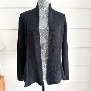 Eileen Fisher Open Front Black Wool Cardigan size M
